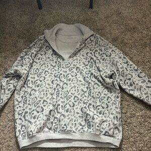 Cheetah print quater zip